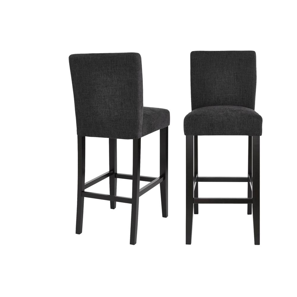 Save 40% Banford Ebony Wood Upholstered Bar Stool with Back and Black Seat $167.4