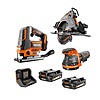 RIDGID 18V Cordless 3-Tool Wood Working Combo Kit with (2) 2.0 Ah Batteries and Charger $199