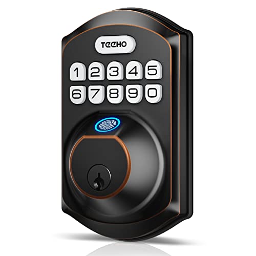 Limited-time deal: TEEHO TE002 Fingerprint Keyless Entry Door Lock - Electronic Deadbolt Lock with Keypad - Smart Locks for Front Door - Easy Installation - Matte Black $42.50