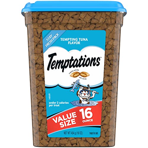 TEMPTATIONS Classic Crunchy and Soft Cat Treats Tempting Tuna Flavor, 16 oz. Tub - $5.98