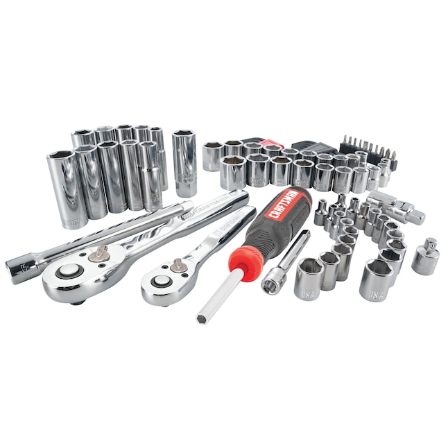 CRAFTSMAN 88-Piece Standard (SAE) and Metric Polished Chrome Mechanics Tool Set with Hard Case in the Mechanics Tool Sets department at Lowes.com $24.98
