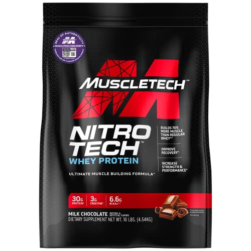 MuscleTech Nitro-Tech Whey Protein Isolate & Peptides for Muscle Gain - 10lb Chocolate - $59