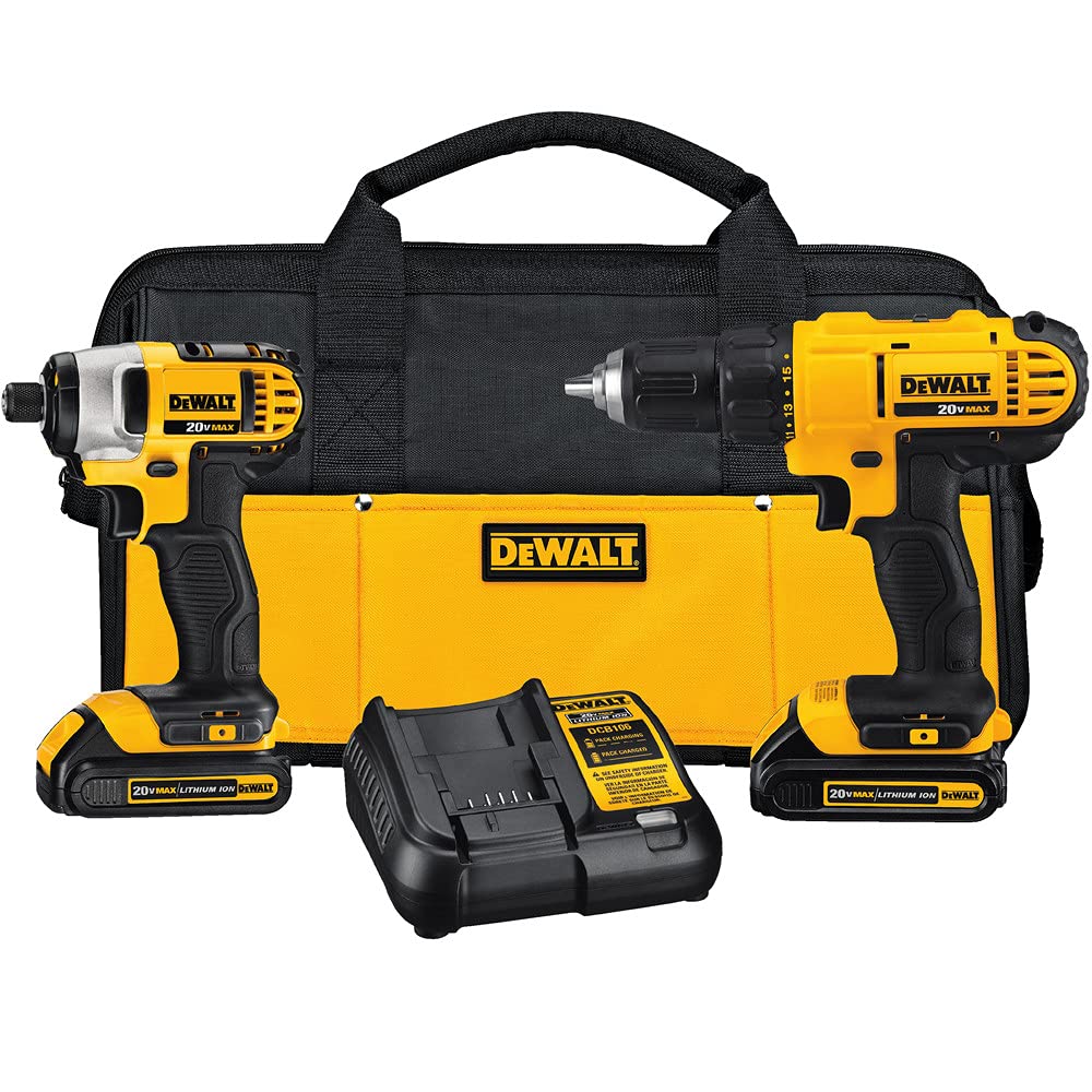 DEWALT 20V MAX Cordless Drill and Impact Driver, Power Tool Combo Kit with 2 Batteries and Charger, Yellow/Black (DCK240C2) $139