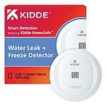 Kidde WiFi Water Leak Detector &amp; Freeze Alarm, Alexa Device, Smart Leak Detector for Homes with App Alerts,White - $27.35
