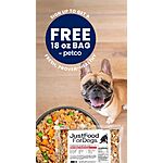Free 18 oz bag of Just Food For Dogs after rebate from Aisle- Valid only at Petco In-Store