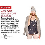 Bon-Ton Black Friday: Select Women's Tops and Separates: A. Byer, Eyeshadow, Pink Rose &amp; More w/ Coupon for $17.40 - $44.40
