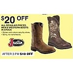 Dunhams Sports Black Friday: All Regular Priced In Stock Justin Men's Western Boots - $20 Off