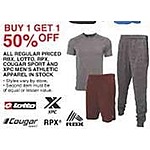 Dunhams Sports Black Friday: All Regular Priced In Stock RBX, Lotto, RPX, Cougar, and XPC Men's Athletic Apparel - B1G1 50% Off