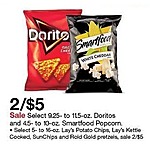 Target Black Friday: (2) Lay's Potato Chips, Lay's Kettle Cooked, Sun Chips and Rold Gold Pretzels 5 to 16-oz Bags, Select Varieties for $5.00