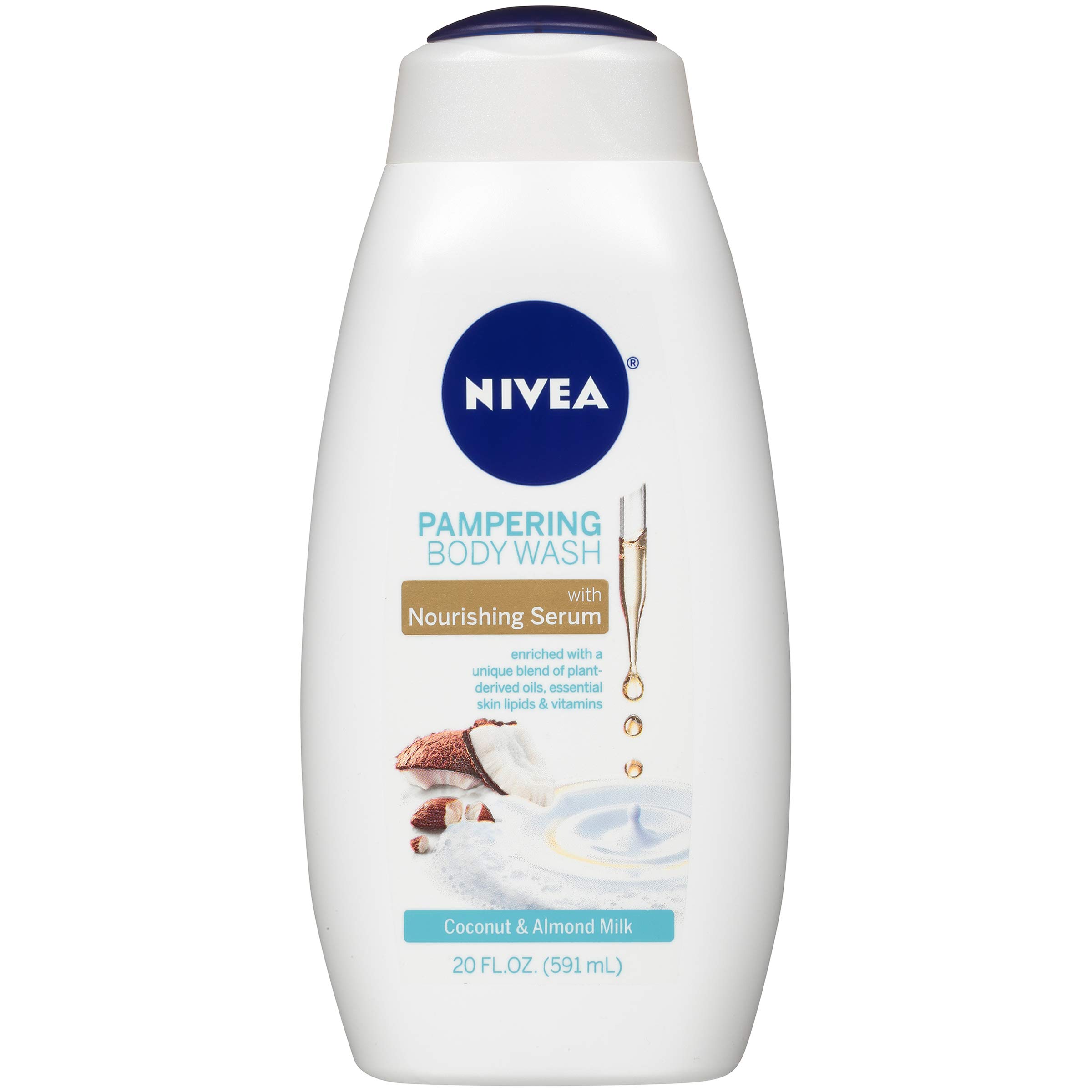 NIVEA Coconut and Almond Milk Body Wash with Nourishing Serum, 20 Fl Oz Bottle + $5 Credit [Subscribe & Save]