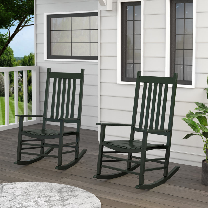 Emjay Wood Patio Rocking Chair Set of 2 + Free S/H