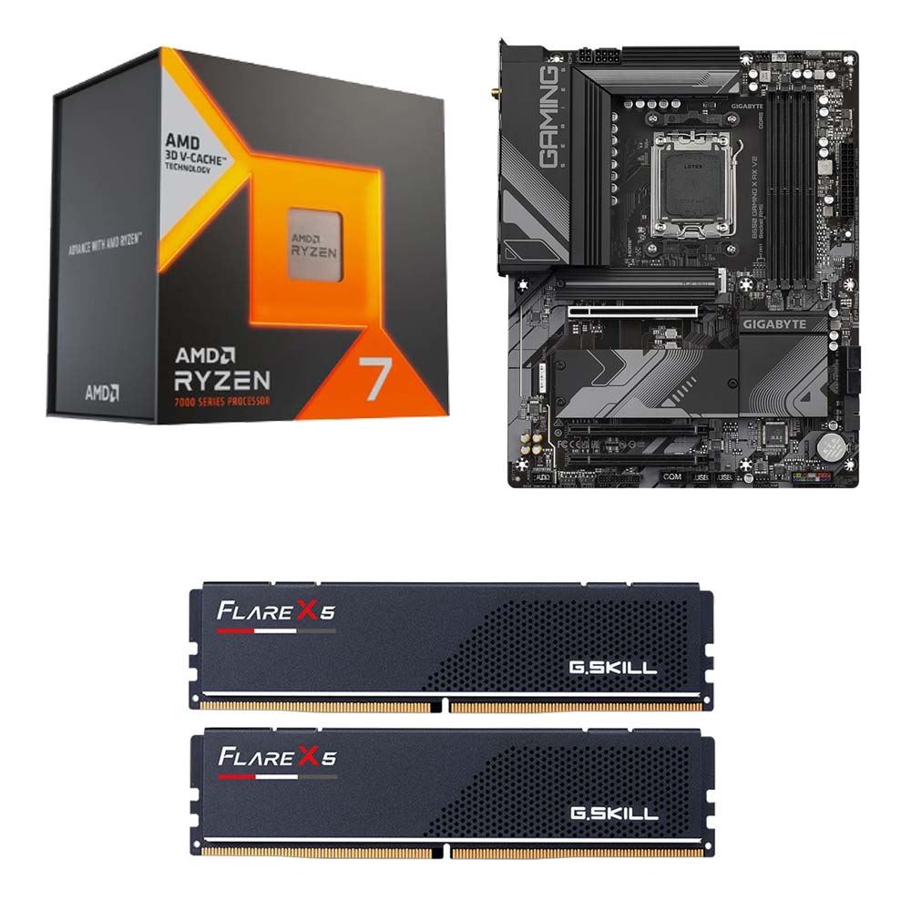 AMD Ryzen 7 7800X3D, Gigabyte B650 Gaming X AX v2, G.Skill Flare X5 Series 32GB DDR5-6000 Kit, Computer Build Bundle - Micro Center $464.99 $464.99