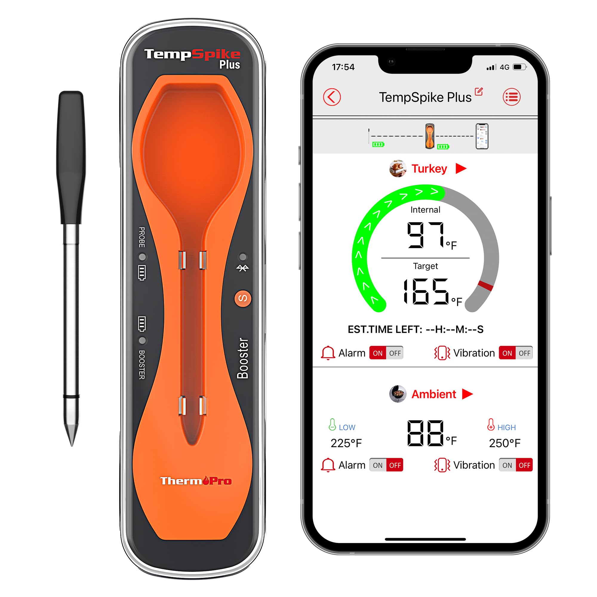 ThermoPro TempSpike Plus 600FT Ultra-Thin Wireless Meat Thermometer plus Set of 2 BBQ Grill Mats $52.99