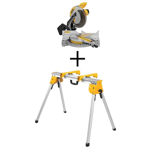 DEWALT 15 Amp Corded 12 in. Compound Single Bevel Miter Saw and Heavy-Duty Work Stand $299