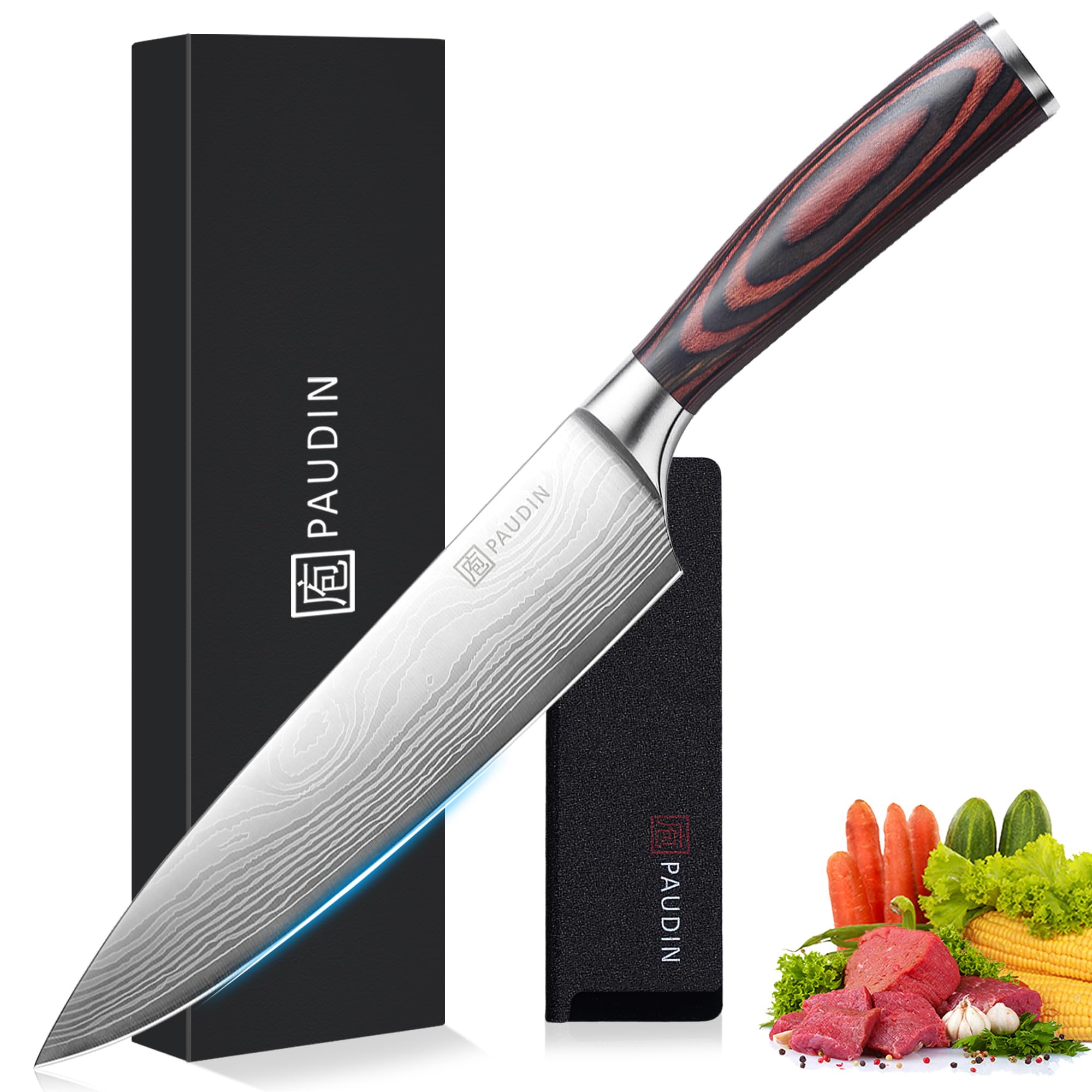 PAUDIN Kitchen Knifes - High Carbon Stainless Steel Sharp Kitchen Knife with Ergonomic Handle $24
