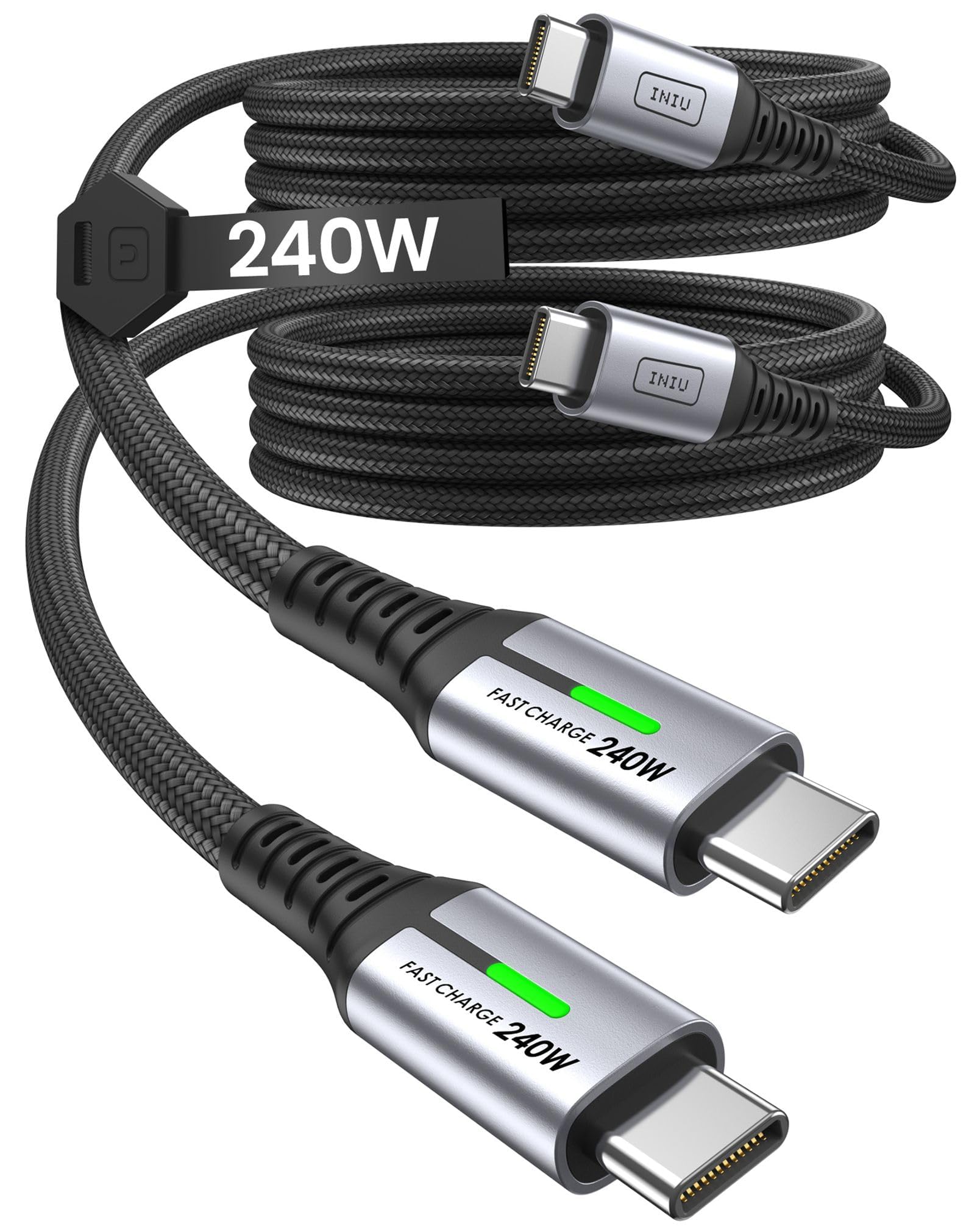 Amazon.com: INIU USB C to USB C Cable, [240W, 6.6ft+6.6ft] Fast Charging Braided USBC to USBC $5.39