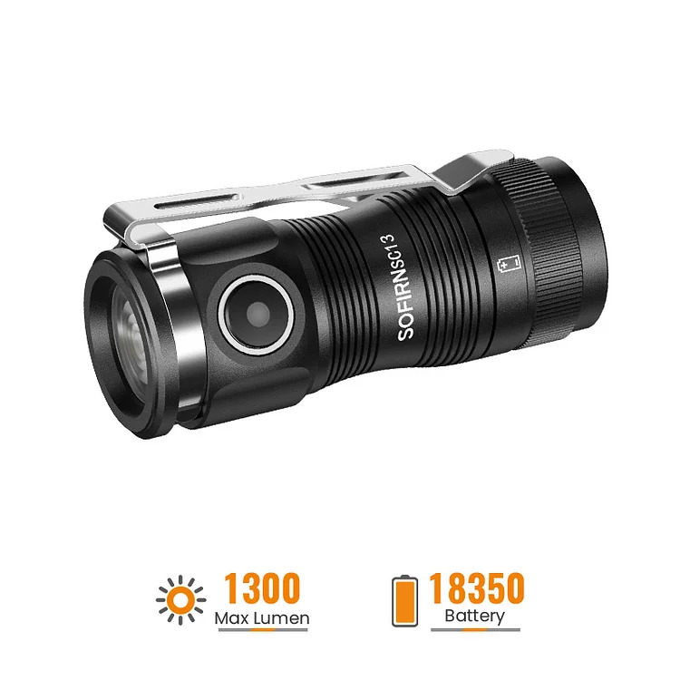 Sofirn SC13 tiny flashlight 1300 lumens with usb-c charging and rechargeable battery $14.51