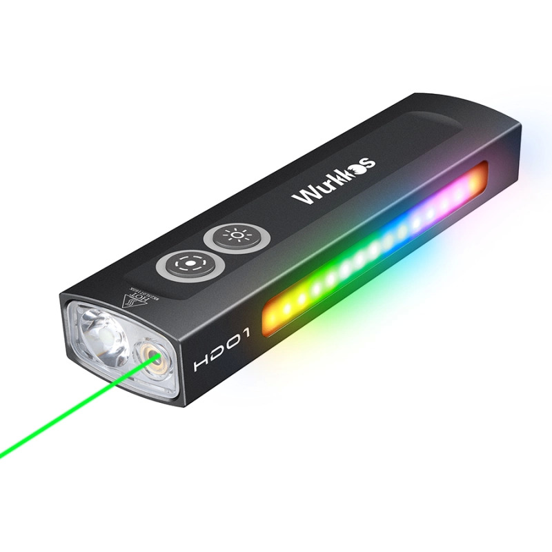 Wurkkos HD01 Rechargeable EDC Flashlight w/ Side flood light, green laser (90CRI)/RGB Light/Dual Switch/Magnetic -$34.99