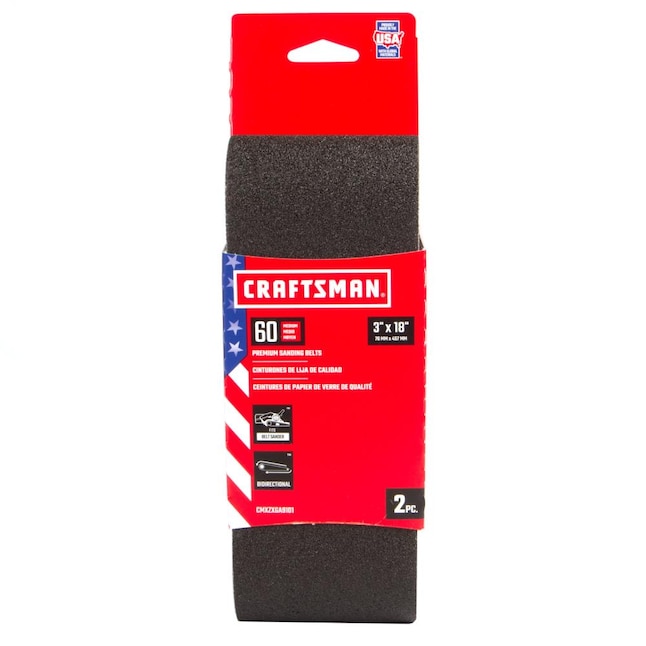 CRAFTSMAN 3 In x 18 In Z/O Belt 60 Grit 2pk 2Piece Zirconia Alumina 60