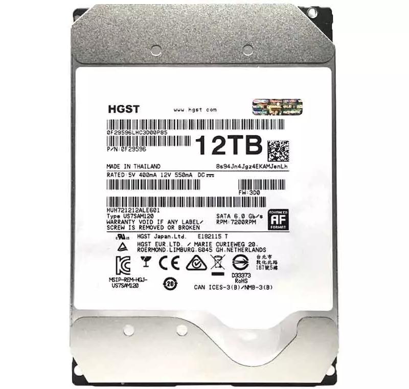 (Refurbished) HGST Ultrastar DC HC520 HUH721212ALE601 12TB SATA 6Gb 256MB 3.5" Enterprise HDD Refurbished, 5 Year Warranty from goHardDrive Wholesale and Retail $74