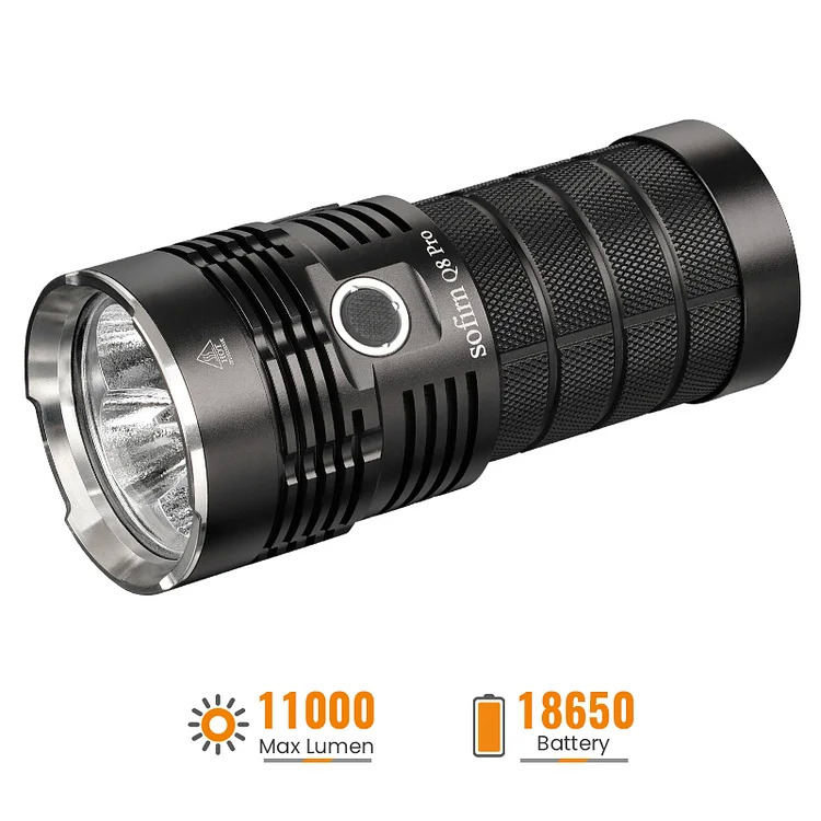 Sofirn Q8Pro 11,000 lumen flashlight, USB C, includes 4 18650 batteries, Anduril 2 UI - $46.74 $46.74