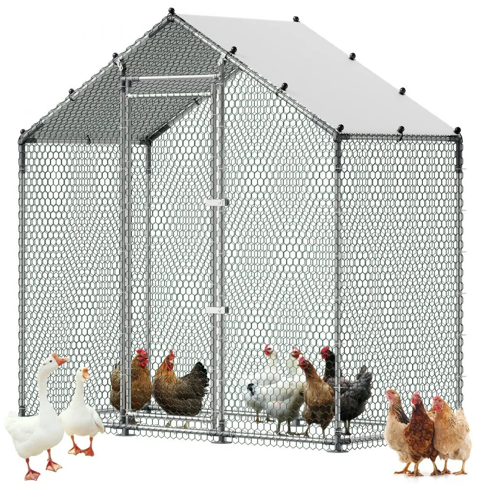 VEVOR 6.6 x 3.3 x 6.6 ft Walk-in Metal Chicken Coop w/ Waterproof Cover $60.63 Shipped