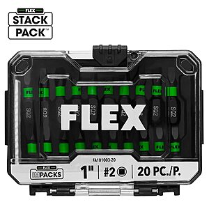 FLEX STACK PACK IMPACKS 1/4-in x 1-in Square/Robertson Impact Driver Bit (20-Piece) | FA101003-20 $3.17