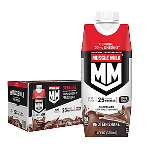 Muscle Milk Genuine Protein Shake Chocolate, 11 fl oz, 18-pack after sale /promotion $18.39 & free shipping