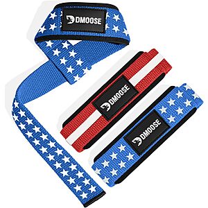 24" 5mm Padded DMoose Fitness Wrist Straps for Weightlifting (Pair, Various) $3.90