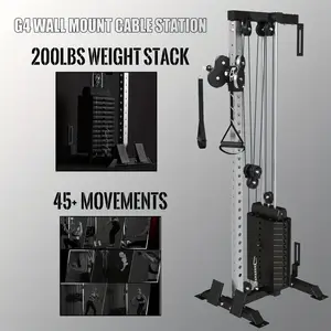 200LBS Weight Stack Cable Crossover Machine - Wall-Mounted Dual Pulley System with 27 Positions, 1:1 or 2:1 $340 or less FS