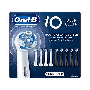 Oral-B iO Deep Clean Replacement Toothbrush Heads, 9-count - In-Store + Online (Shipping $2.99) $43.99