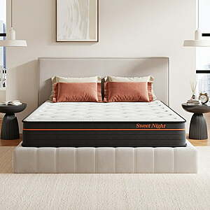 Walmart Clearance: 40% Off or more: Sweetnight Twilighty 10" King Hybrid Mattress $228 + Free Shipping & More