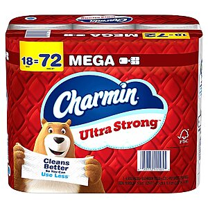 Staples: 18-Pack Charmin Mega Roll 2-Ply Toilet Paper (Soft or Strong)  or less + Free Store Pickup