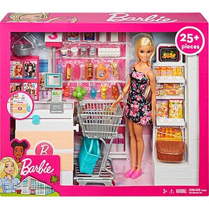 25-Piece Barbie Doll Grocery Themed Playset 