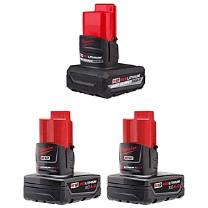 Milwaukee M12 XC 3 Pack of Batteries (2) 4Ah & (1) 5Ah Bundle $129