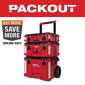 3-Pc 22" Milwaukee PACKOUT ProSystem Rolling Tool Box System + Filler Item $251 + Free S&H