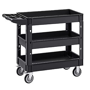 3-Shelf SucceBuy/Vevor Utility Service Cart w/ 360° Swivel Wheels $44 + Free S&H