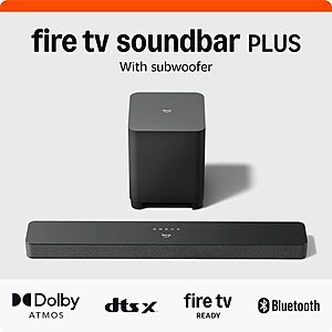 Amazon Fire TV Soundbar Plus with subwoofer (newest model), 3.1 channel, for