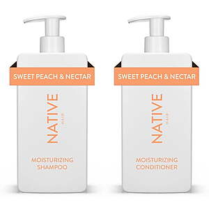 Native Moisturizing Shampoo & Conditioner Set, Sweet Peach & Nectar, Sulfate & Paraben Free, 16.5 oz $2 YMMV
