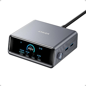 Refurbished Anker 250W GaN Prime USB-C Charger Station 6-Port Smart Control Dial LCD Display $85