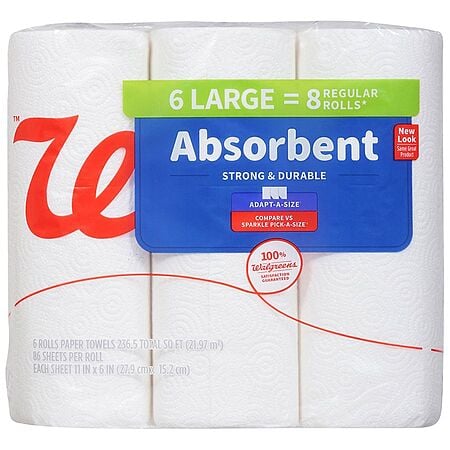 1 Walgreens Paper Towels, 6 ct (236.5 sq ft) $3.15