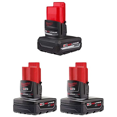 Milwaukee M12 XC 3 Pack of Batteries (2) 4Ah & (1) 5Ah Bundle $129