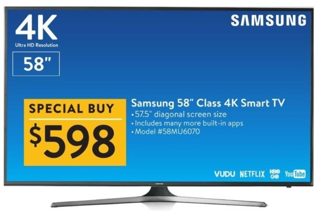 Walmart Black Friday: 58&quot; Samsung 58MU6070 4K Smart TV for $598.00 - wcy.wat.edu.pl