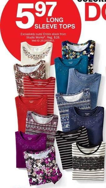 Bon Ton Black Friday Studio Works Womens Long Sleeve Tops - 