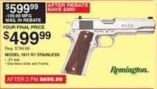 Dunhams Sports Black Friday: Remington 1911 R1 Stainless Semi-Automatic ...
