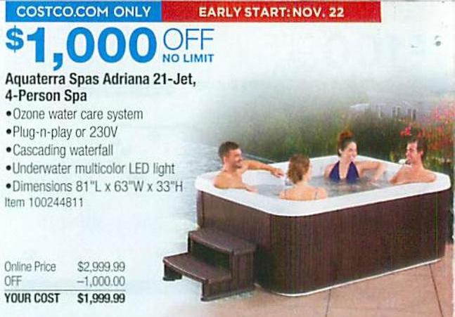 Costco Wholesale Black Friday Aquaterra Spas Adriana 21 Jet