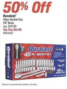 AutoZone Black Friday: Duralast 45-pc 1/4