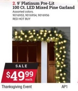 Ace Hardware Black Friday: 9-Ft Premium Pre-Lit 100-Ct LED Mixed Pine Garland for $49.99