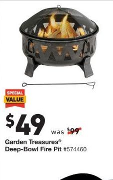 Lowe S Black Friday Garden Treasures Deep Bowl Fire Pit For