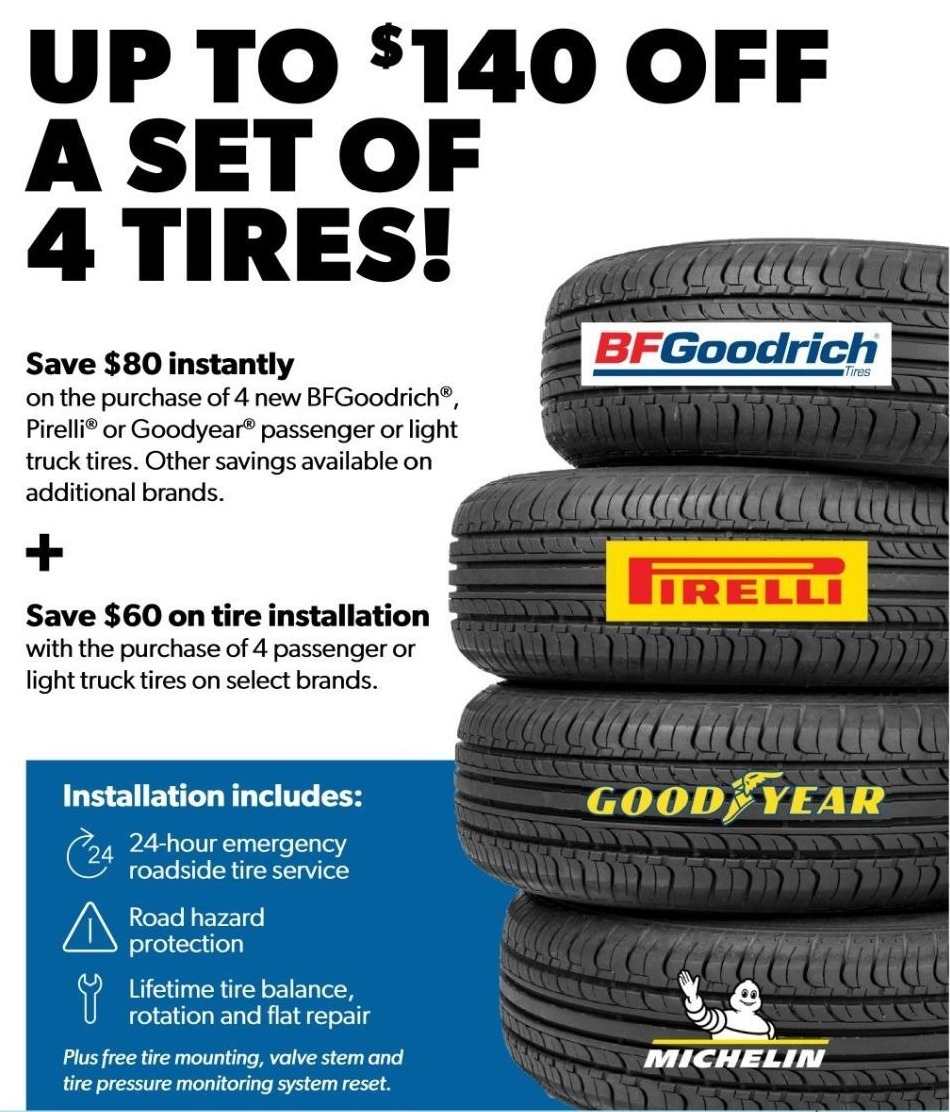 Sam's Club Black Friday: Set of 4 Tires - Up to $140 Off - Slickdeals.net